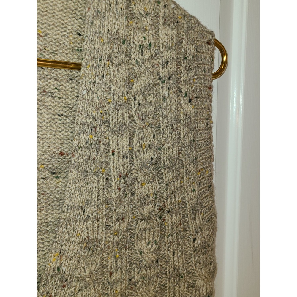 Vtg Hunters Run 97% Wool Sweater Vest Mens Sm Tan Cable Knit Button Up - Picture 3 of 6